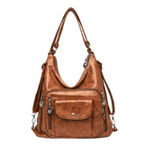 Sac à bandoulière vintage en cuir PU de couleur unie