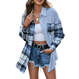 Chemise ample décontractée à carreaux asymétriques pour femmes