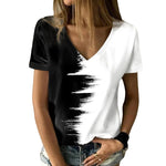 T-shirt à col en V contrasté