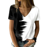 T-shirt à col en V contrasté