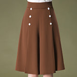 Pantalon à Jambe Large Drapé De Glace à Taille Haute