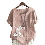 Chemise En Lin Et Coton Á Fleurs