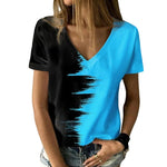T-shirt à col en V contrasté