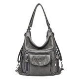 Sac à bandoulière vintage en cuir PU de couleur unie