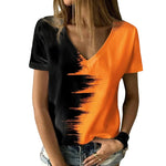 T-shirt à col en V contrasté