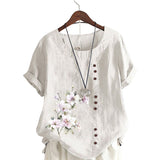 Chemise En Lin Et Coton Á Fleurs