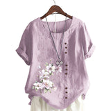 Chemise En Lin Et Coton Á Fleurs