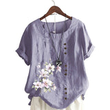 Chemise En Lin Et Coton Á Fleurs