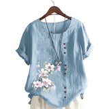 Chemise En Lin Et Coton Á Fleurs