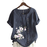 Chemise En Lin Et Coton Á Fleurs