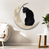 Décoration Murale Chat Noir sur la Lune