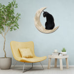 Décoration Murale Chat Noir sur la Lune