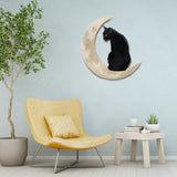 Décoration Murale Chat Noir sur la Lune